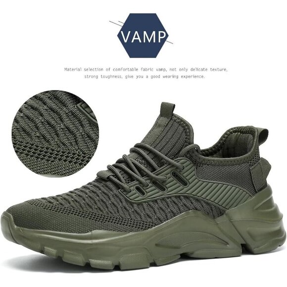 Men\'s Mesh ArmyGreen Non Slip Breathable, Athletic Sports Fashion Sneakers Shoes
